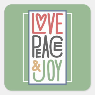 Liebe Peace & Joy Square Sticker