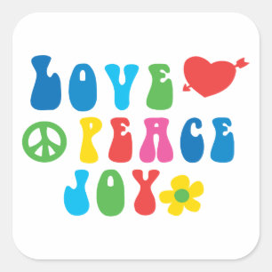 Liebe Peace Joy Square Sticker, glänzend Quadratischer Aufkleber