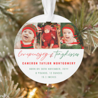 Liebe Peace Joy & Tiny Kisses Baby's 1. Weihnachte Ornament