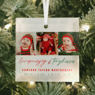 Liebe Peace Joy & Tiny Kisses Baby's 1. Weihnachte Ornament Aus Glas