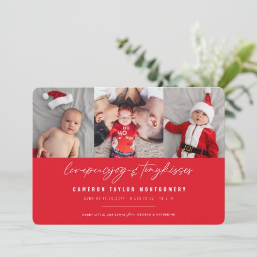 Liebe Peace Joy Tiny Kisses Baby's 1. Weihnachten (Stehend Vorderseite)