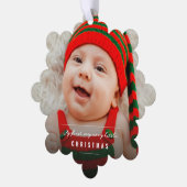 Liebe Peace Joy Tiny Kisses Baby's 1. Weihnachten Ornament Karte (Linke Ecke)