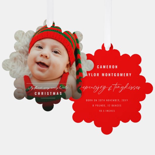 Liebe Peace Joy Tiny Kisses Baby's 1. Weihnachten Ornament Karte (Vorderseite/Rückseite)