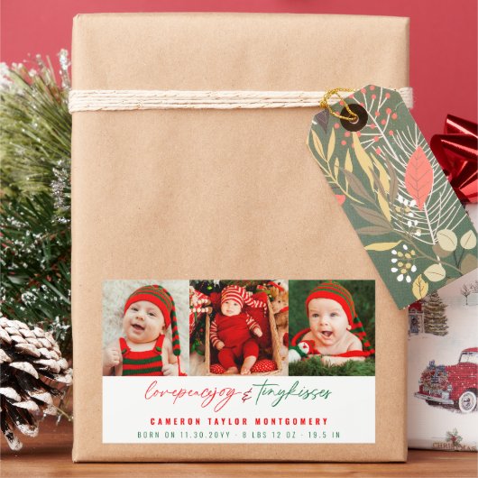 Liebe Peace Joy Tiny Kisses Baby's 1. Weihnachten Rechteckiger Aufkleber (Feiertag)