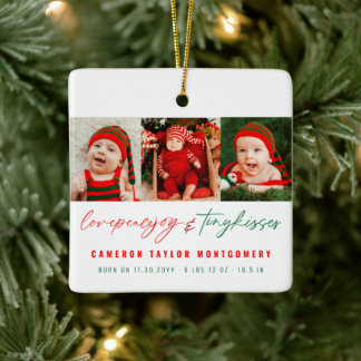 Liebe Peace Joy Tiny Kisses Twin Baby 1. Weihnacht Keramikornament