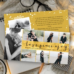 Liebe Peace Joy Trendy Script Stylish Gold 7 Foto Feiertagskarte