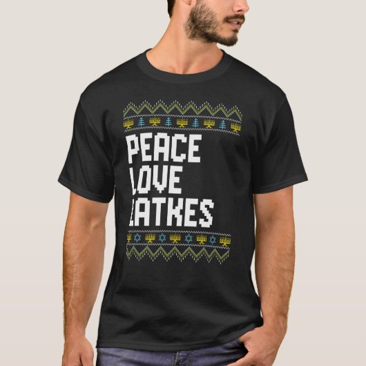 Liebe Peace Latkes Hanukkah Chanukah Juden T-Shirt (Vorderseite)