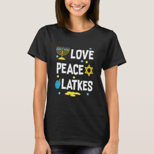 Liebe Peace Latkes Hanukkah Chanukah Juden T-Shirt