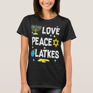 Liebe Peace Latkes Hanukkah Chanukah Jüdische Funn T-Shirt