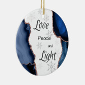 Liebe Peace Light Geode Gold Glitzer Navy Blue Keramik Ornament (Rechts)
