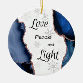 Liebe Peace Light Geode Gold Glitzer Navy Blue Keramik Ornament (Vorne)