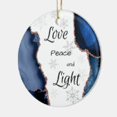 Liebe Peace Light Geode Gold Glitzer Navy Blue Keramik Ornament (Links)
