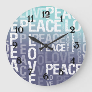Liebe Peace Lila Aqua Ombre Große Wanduhr