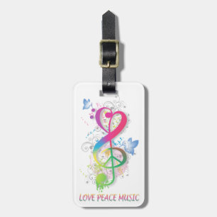 Liebe Peace Music Spritzer Wirbel Blume Vögel Gepäckanhänger