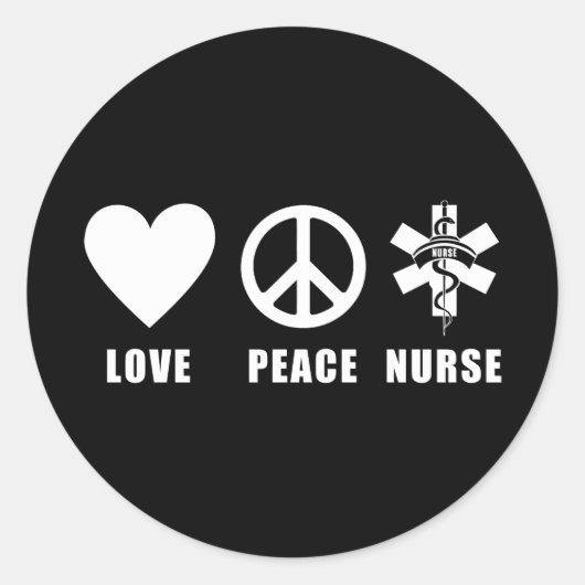 Liebe Peace Nurse Runder Aufkleber (Vorderseite)