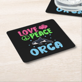 Liebe Peace Orca Niedliche Meerestiere Orca Lover Rechteckiger Pappuntersetzer
