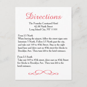 Liebe & Peace Pink Floral Wedding Directions Card Begleitkarte
