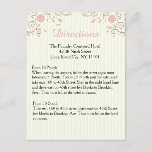 Liebe & Peace Pink Floral Wedding Route Card Begleitkarte