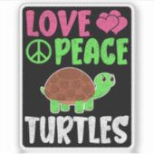 Liebe Peace Schildkröten Niedlich Zootiere Schildk Aufkleber (Vorderseite)