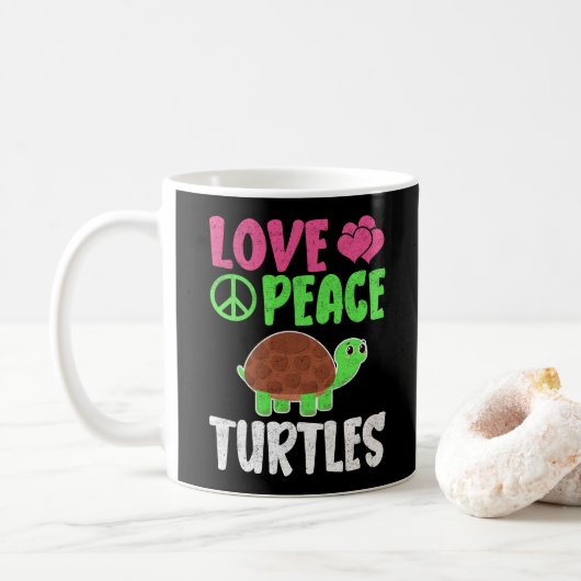 Liebe Peace Schildkröten Niedlich Zootiere Schildk Kaffeetasse (Mit Donut)