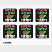 Liebe Peace Schildkröten Niedlich Zootiere Schildk Quadratischer Aufkleber (Blatt)
