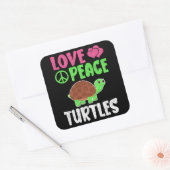 Liebe Peace Schildkröten Niedlich Zootiere Schildk Quadratischer Aufkleber (Umschlag)