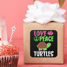 Liebe Peace Schildkröten Niedlich Zootiere Schildk Quadratischer Aufkleber