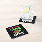 Liebe Peace Schildkröten Niedlich Zootiere Schildk Rechteckiger Pappuntersetzer (Vor Ort)