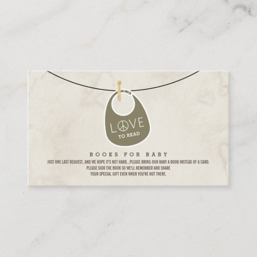 Liebe Peace Sign Bib Bücher für Babyanfrage Dusche Begleitkarte (Vorderseite)