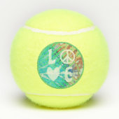 Liebe Peace Sign Heart Fun Hippie Boho Aquamarine Tennisbälle (Rückseite)