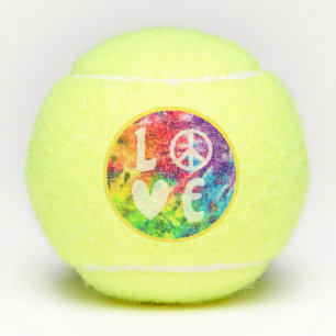Liebe Peace Sign Heart Fun Hippie Rainbow Gefärbt Tennisbälle