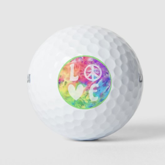 Liebe Peace Sign Heart Fun Pastel Rainbow Gefärbte Golfball (Vorderseite)