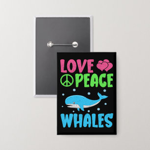 Liebe Peace Whales Niedlich Sea Animals Whale Love Button