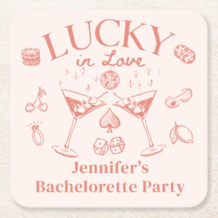 Liebe Peach Cocktail Bachelorette Rechteckiger Pappuntersetzer