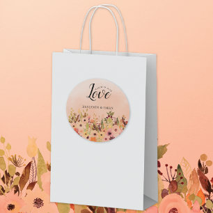 Liebe Peach Country Garden Wasserfarbenhochzeit Runder Aufkleber