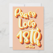 Liebe Peach Retro Groovy Sonnenuntergang 18. Gebur Einladung (Vorderseite)