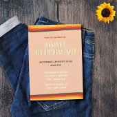 Liebe Peach Retro Groovy Sonnenuntergang 18. Gebur Einladung