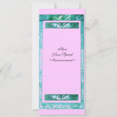 Liebe PEACOCK MONOGRAM, blau rosa Einladung (Rückseite)