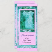 Liebe PEACOCK MONOGRAM, blau rosa Einladung (Vorne/Hinten)