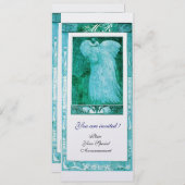 Liebe PEACOCK MONOGRAM Blaue Perle Einladung (Vorne/Hinten)