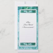 Liebe PEACOCK MONOGRAM Blaue Perle Einladung (Rückseite)