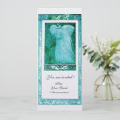 Liebe PEACOCK MONOGRAM Blaue Perle Einladung (Stehend Vorderseite)