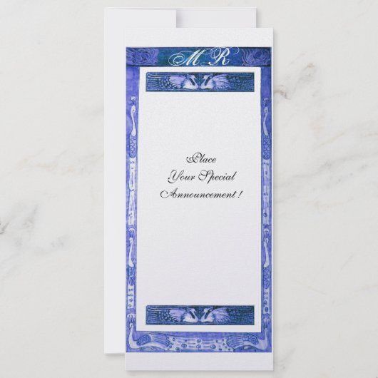 Liebe PEACOCK MONOGRAM Blaue Perle Einladung (Rückseite)