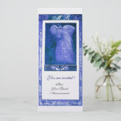 Liebe PEACOCK MONOGRAM Blaue Perle Einladung (Stehend Vorderseite)