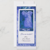 Liebe PEACOCK MONOGRAM Blaue Perle Einladung (Vorderseite)