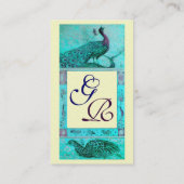 Liebe PEACOCK MONOGRAM Blauer Elfenbeinperle Visitenkarte (Rückseite)