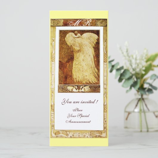 Liebe PEACOCK MONOGRAM, braun Einladung (Stehend Vorderseite)