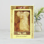 Liebe PEACOCK MONOGRAM, braun Einladung (Stehend Vorderseite)