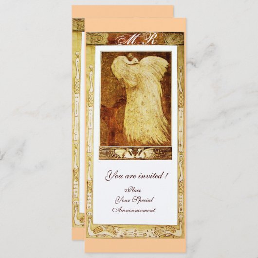 Liebe PEACOCK MONOGRAM, braun Einladung (Vorne/Hinten)