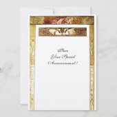 Liebe PEACOCK MONOGRAM, braun-gelb Einladung (Rückseite)